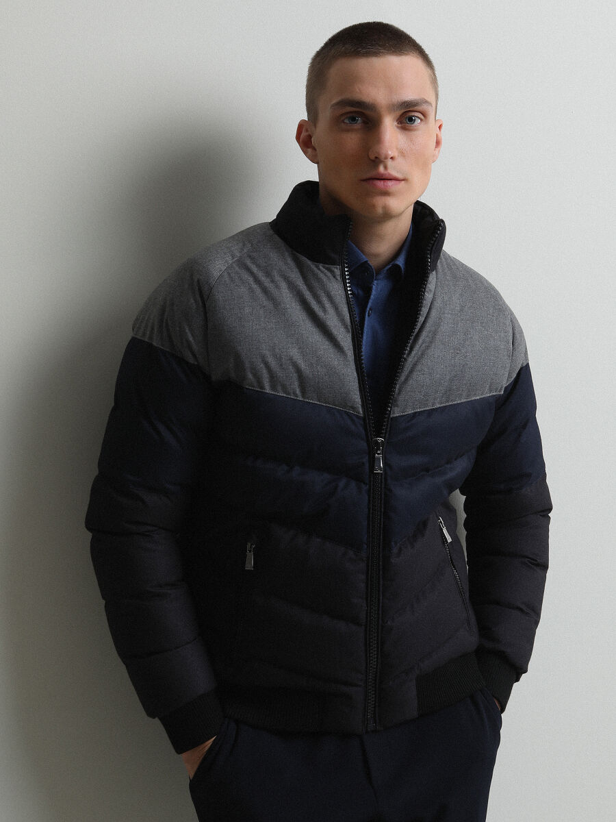 Siyah Regular Fit Dik Yaka Casual Dokuma Mont - 4