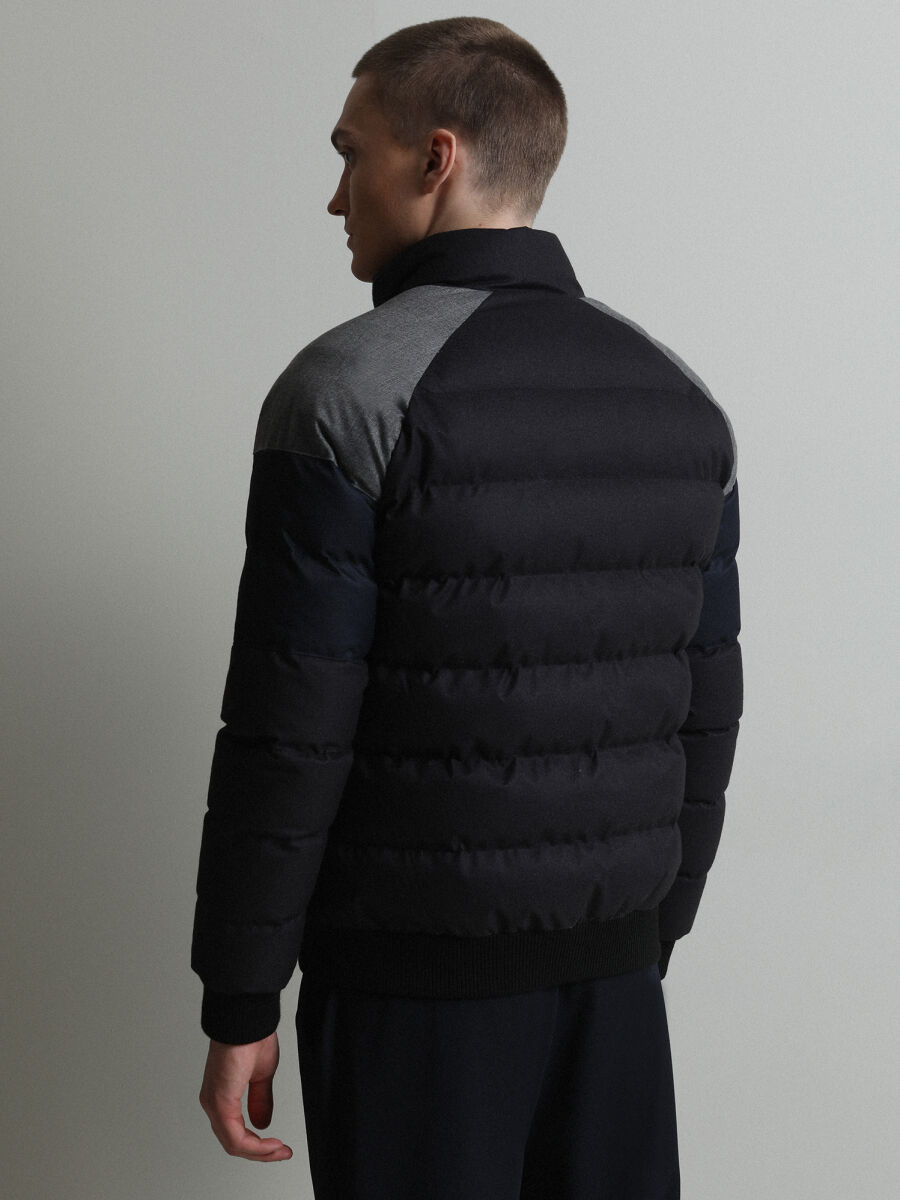 Siyah Regular Fit Dik Yaka Casual Dokuma Mont - 5