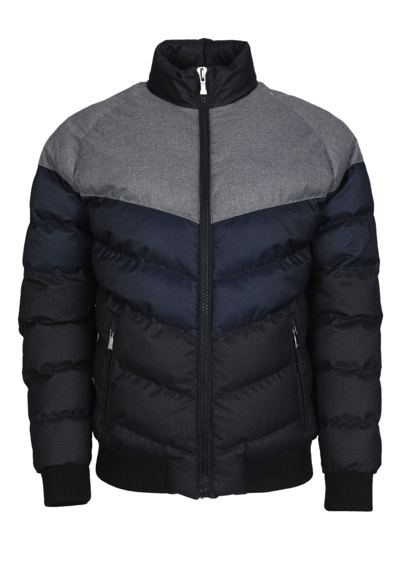 Siyah Regular Fit Dik Yaka Casual Dokuma Mont - 6