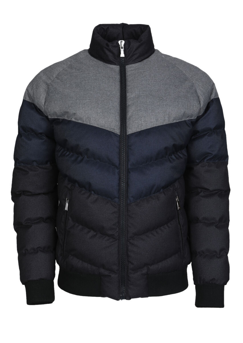 Siyah Regular Fit Dik Yaka Casual Dokuma Mont - 6