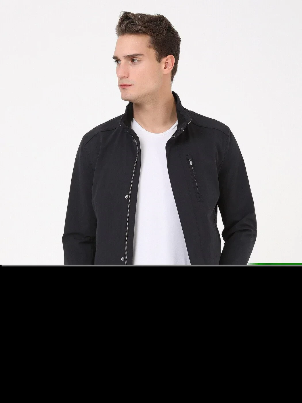 Siyah Regular Fit Dik Yaka Casual Dokuma Mont - 2