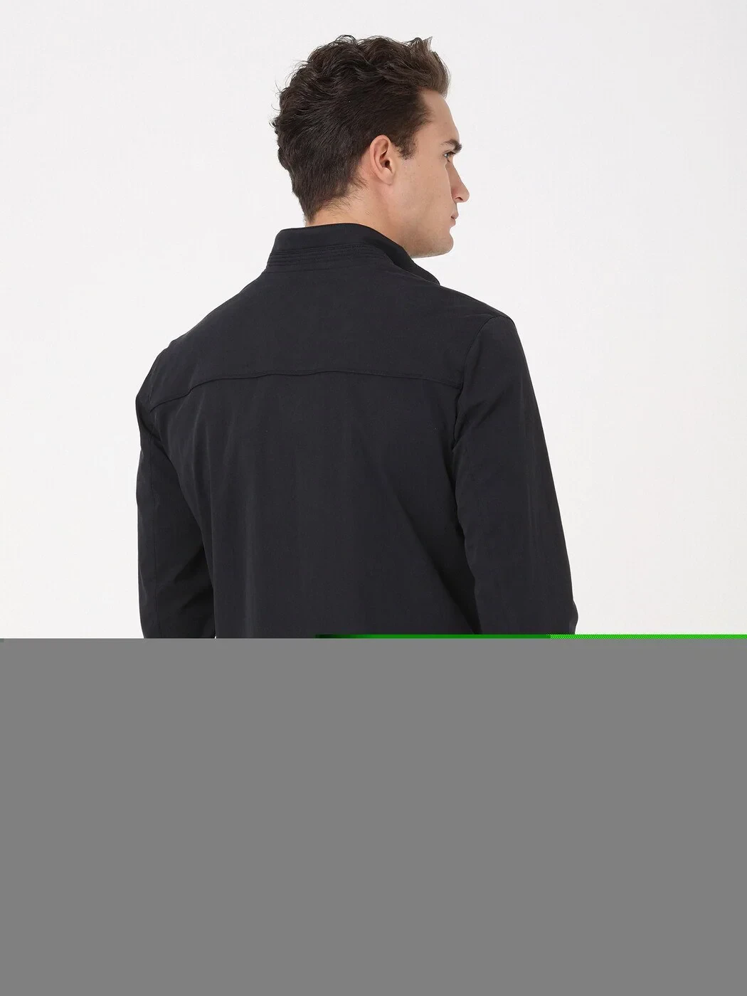Siyah Regular Fit Dik Yaka Casual Dokuma Mont - 5