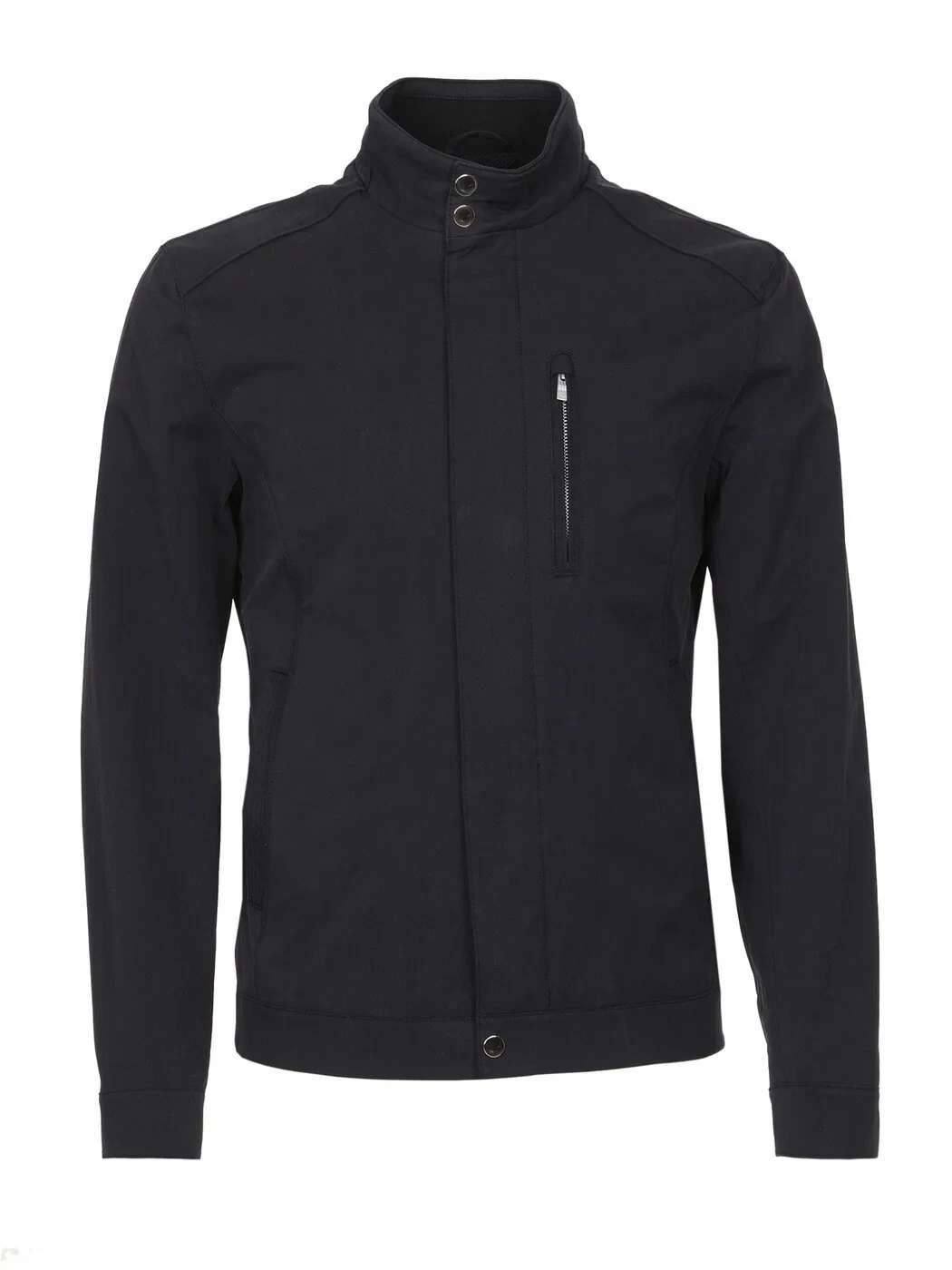 Siyah Regular Fit Dik Yaka Casual Dokuma Mont - 6
