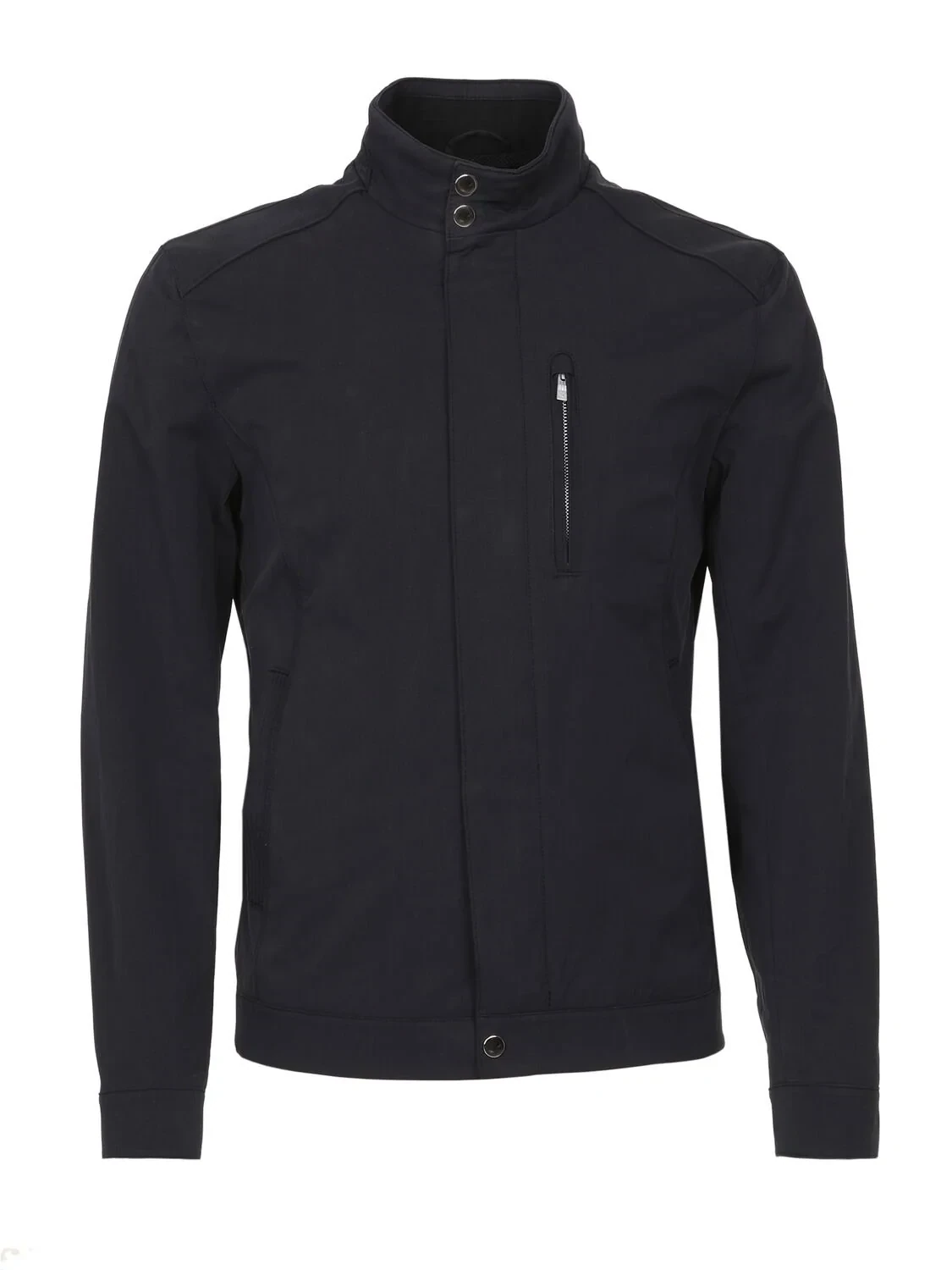 Siyah Regular Fit Dik Yaka Casual Dokuma Mont - 6