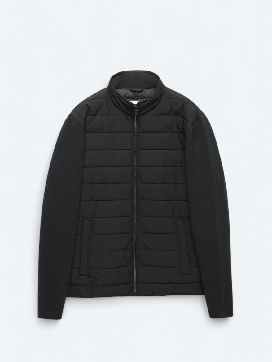 Siyah Regular Fit Dik Yaka Casual Dokuma Mont - 6