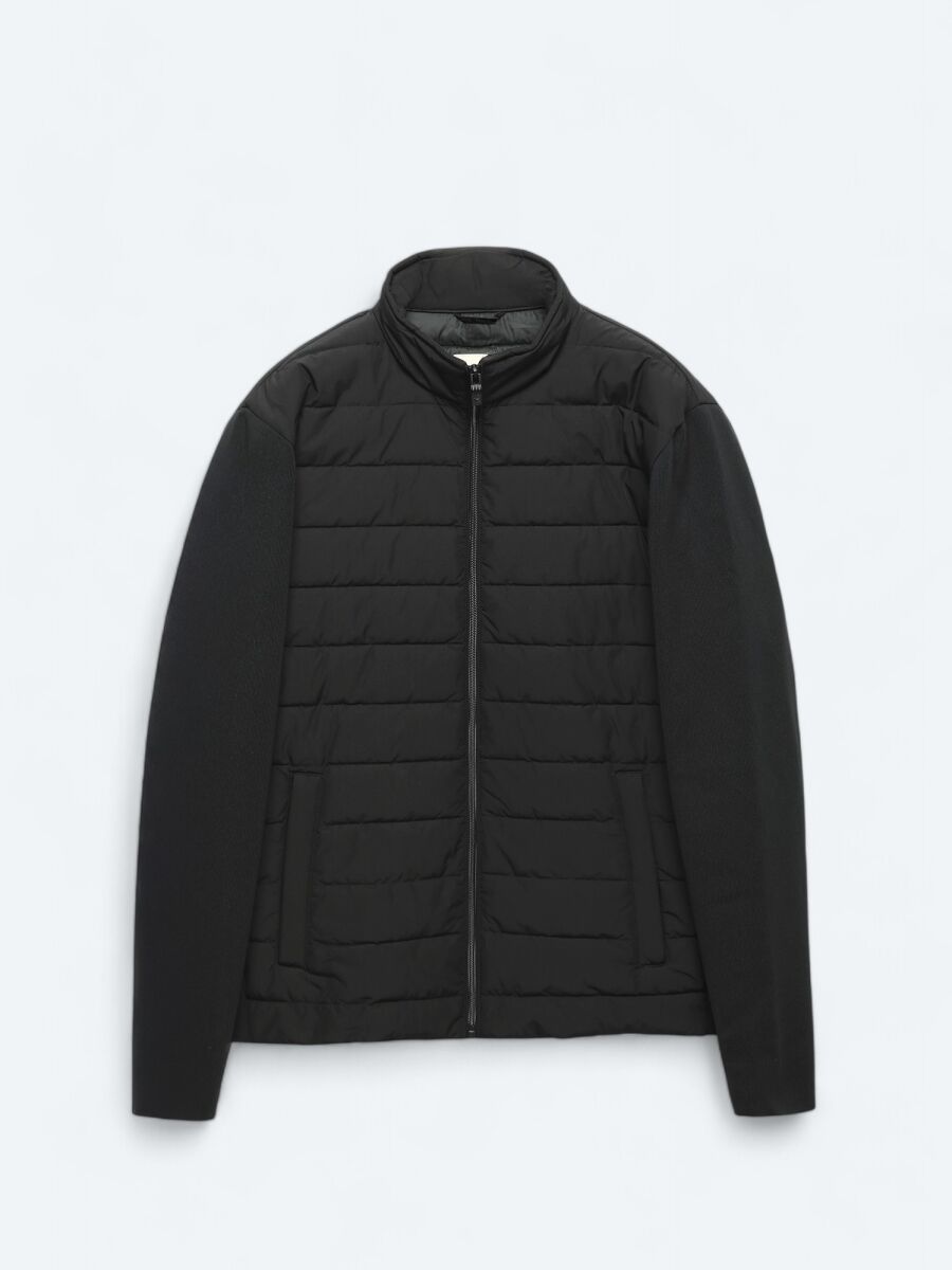 Siyah Regular Fit Dik Yaka Casual Dokuma Mont - 6