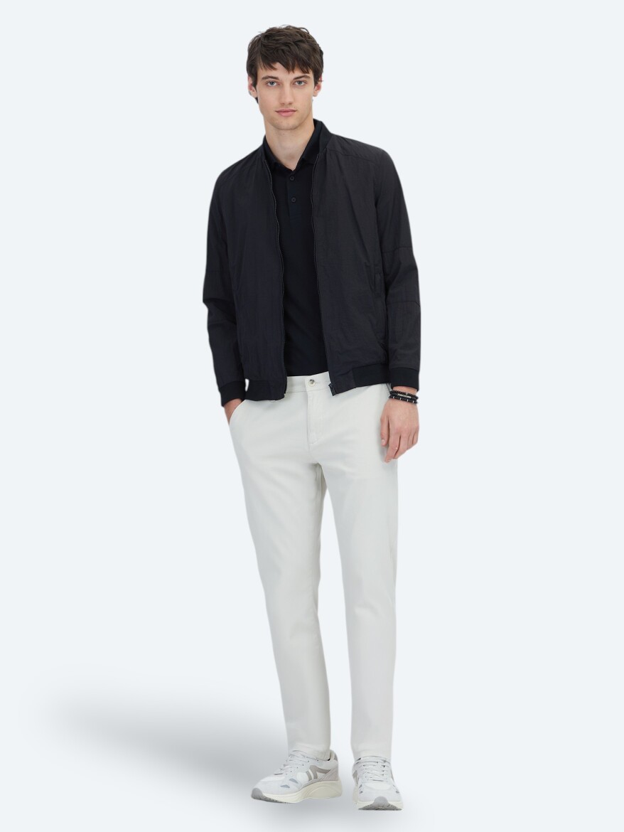 Siyah Regular Fit Dik Yaka Casual Dokuma Mont - KİP