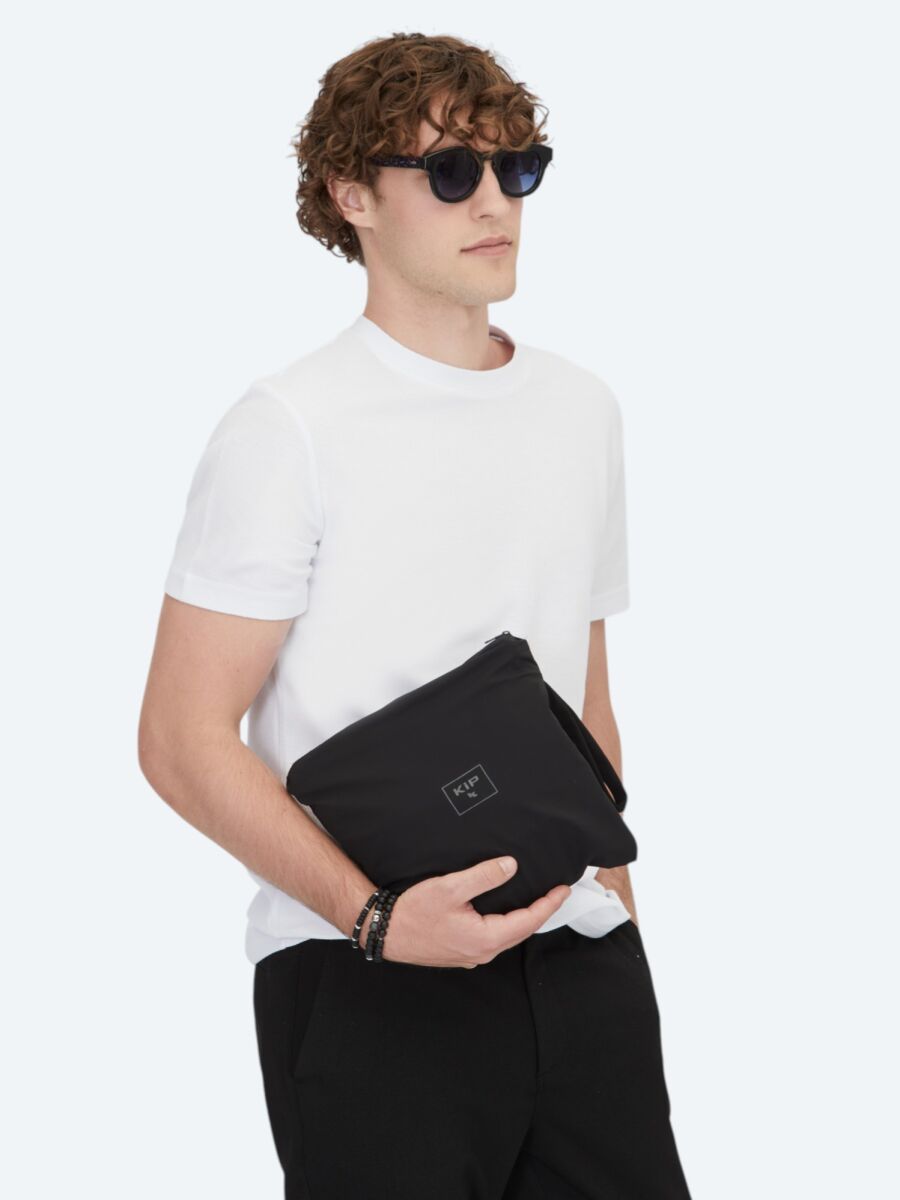 Siyah Regular Fit Dik Yaka Casual Dokuma Mont - 5