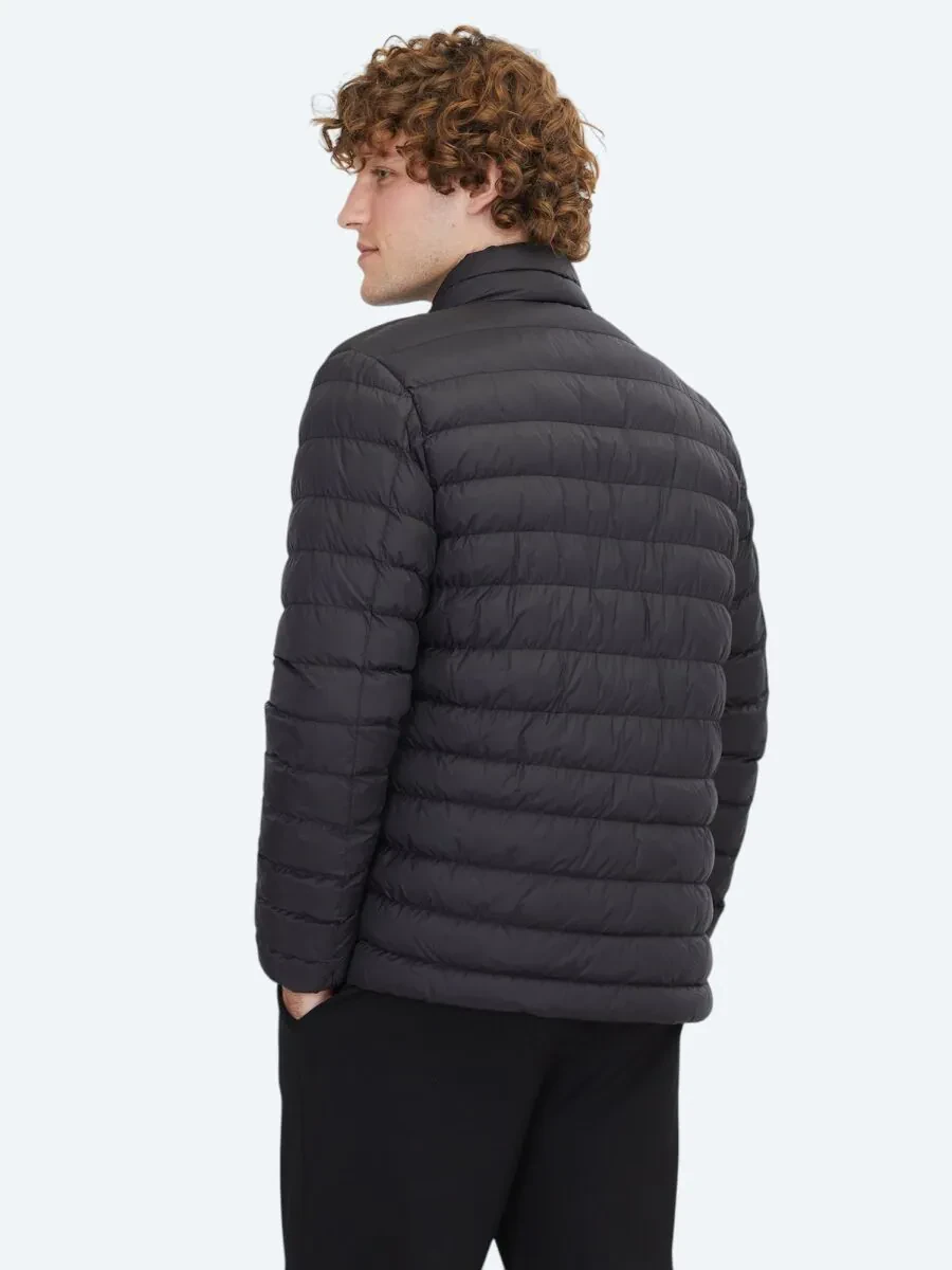 Siyah Regular Fit Dik Yaka Casual Dokuma Mont - 5