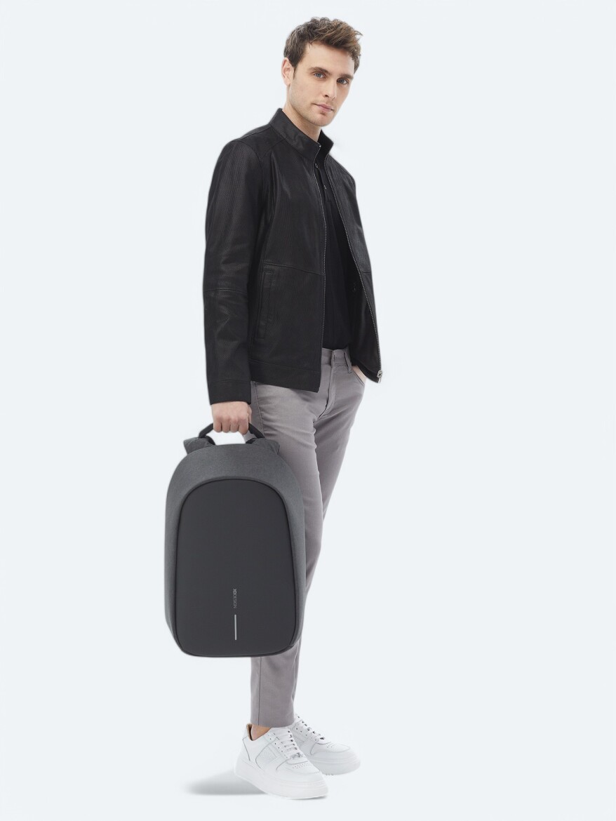 Siyah Regular Fit Dik Yaka Smart Casual Çift Taraflı Deri Mont - 5