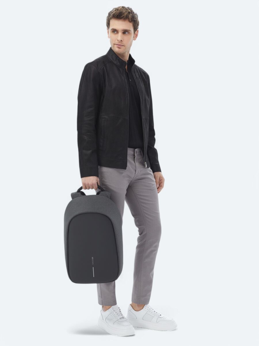 Siyah Regular Fit Dik Yaka Smart Casual Çift Taraflı Deri Mont - 7