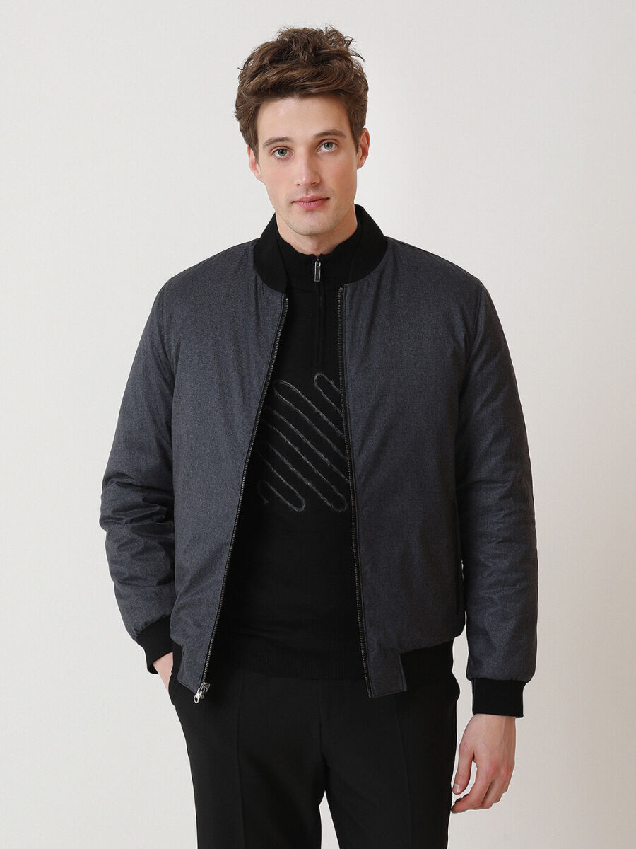 Siyah Regular Fit Dik Yaka Smart Casual Deri Çift Taraflı Deri Mont - 3