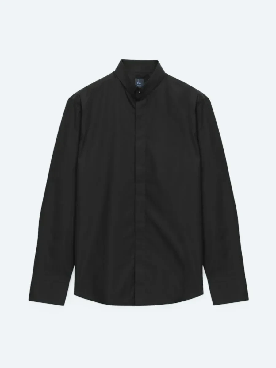Siyah Regular Fit Dokuma Klasik %100 Pamuk Gömlek - 6