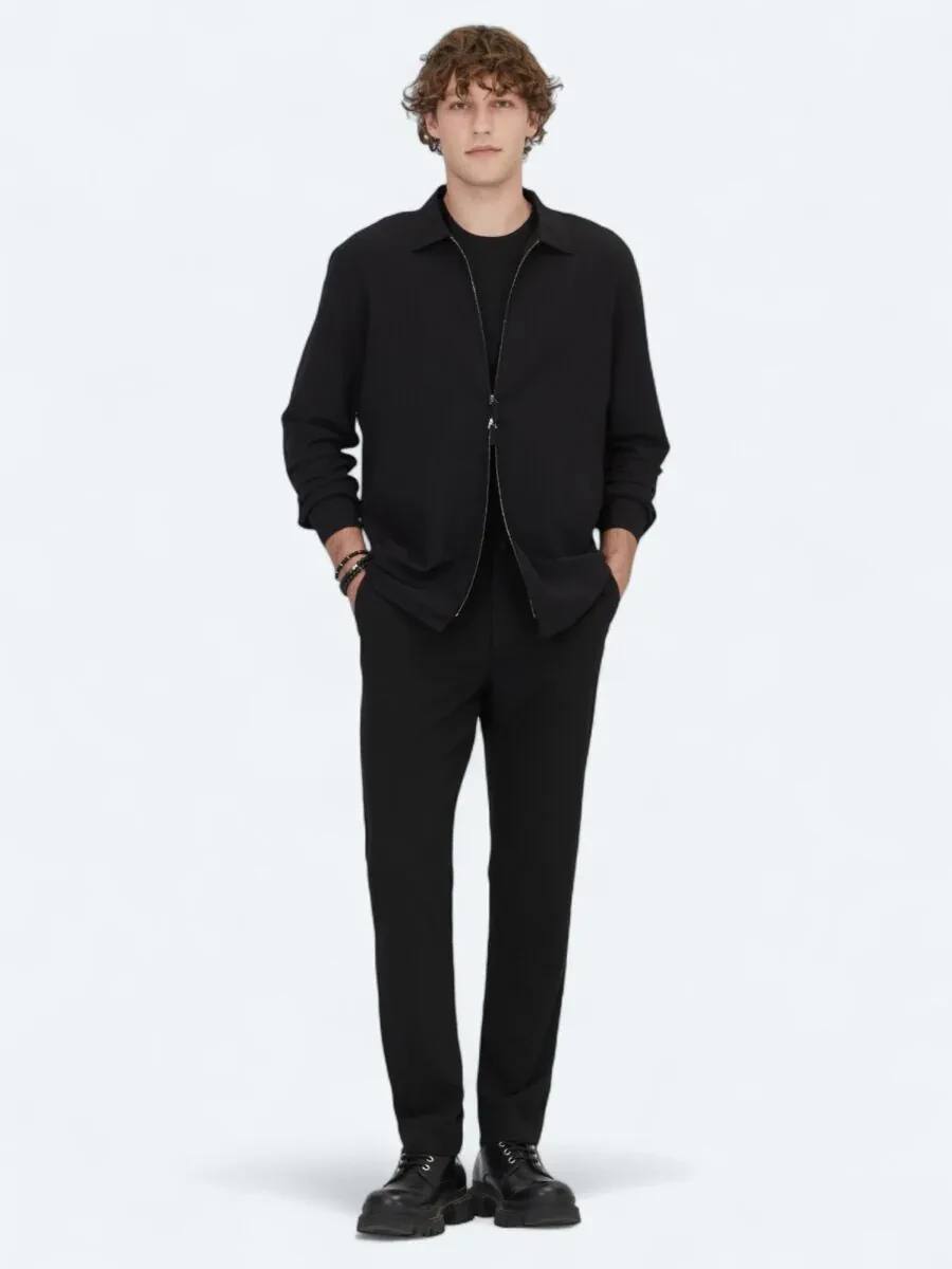 Siyah Regular Fit Dokuma Overshırt - 2