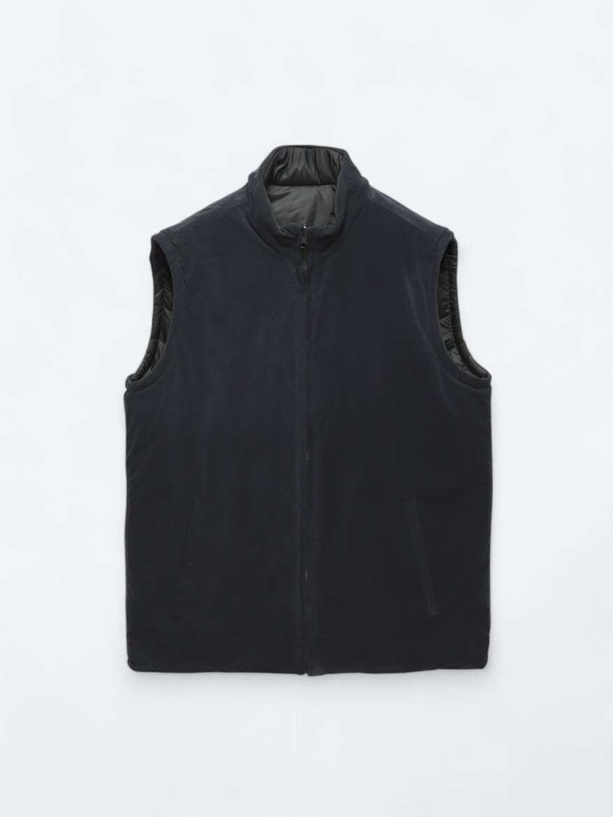 Siyah Regular Fit Gizli Kapüşon Casual Dokuma Spor Yelek - 15