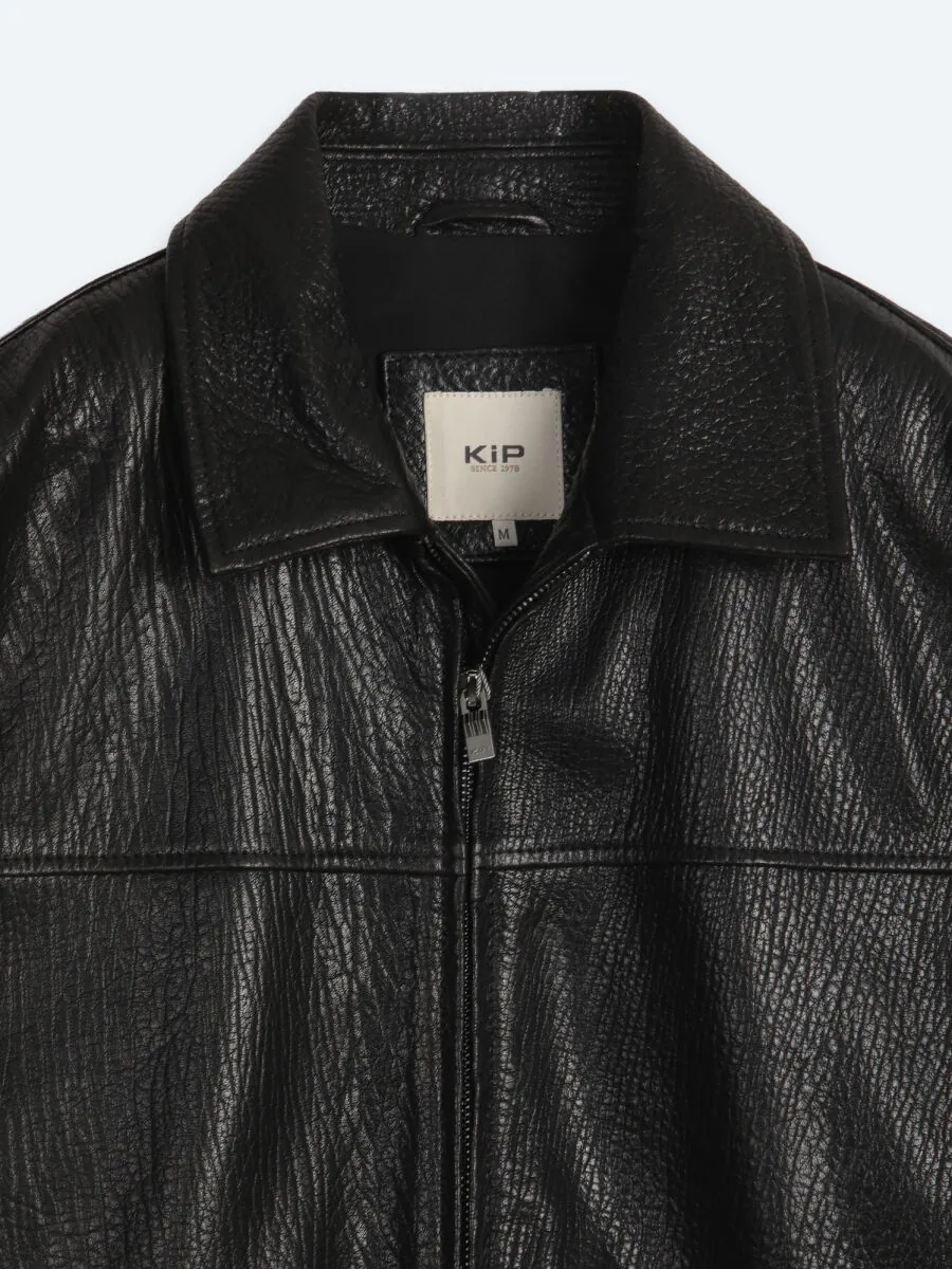 Siyah Regular Fit Gömlek Yaka Casual Deri Deri Mont - 9