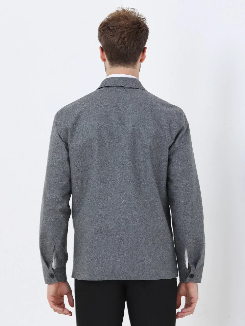 Siyah Regular Fit Gömlek Yaka Casual Dokuma Çift Taraflı Mont - 7