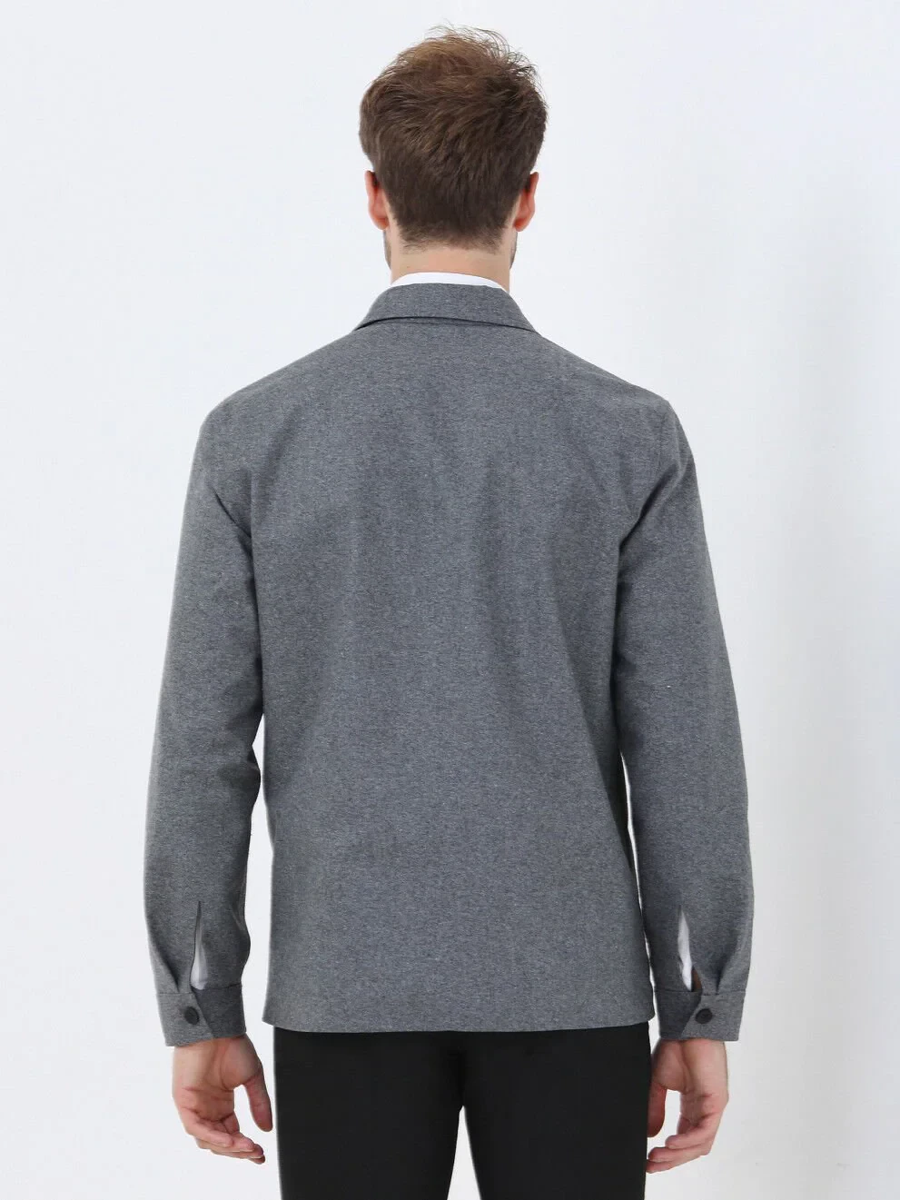 Siyah Regular Fit Gömlek Yaka Casual Dokuma Çift Taraflı Mont - 7
