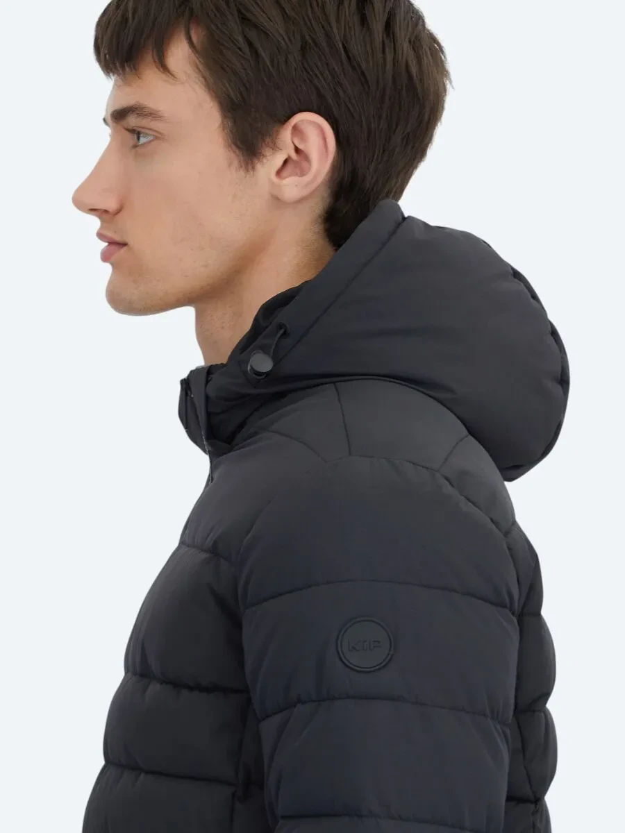 Siyah Regular Fit Gömlek Yaka Casual Dokuma Mont - 6
