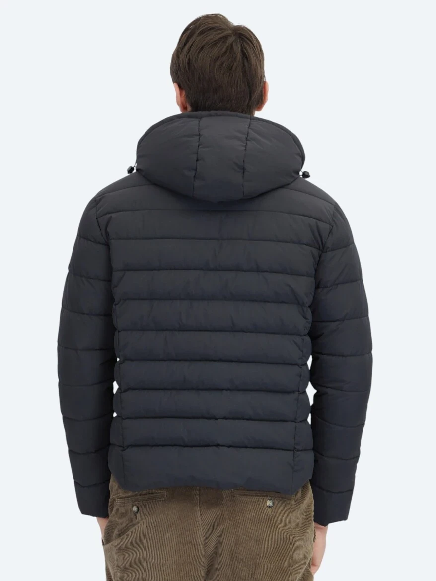 Siyah Regular Fit Gömlek Yaka Casual Dokuma Mont - 8