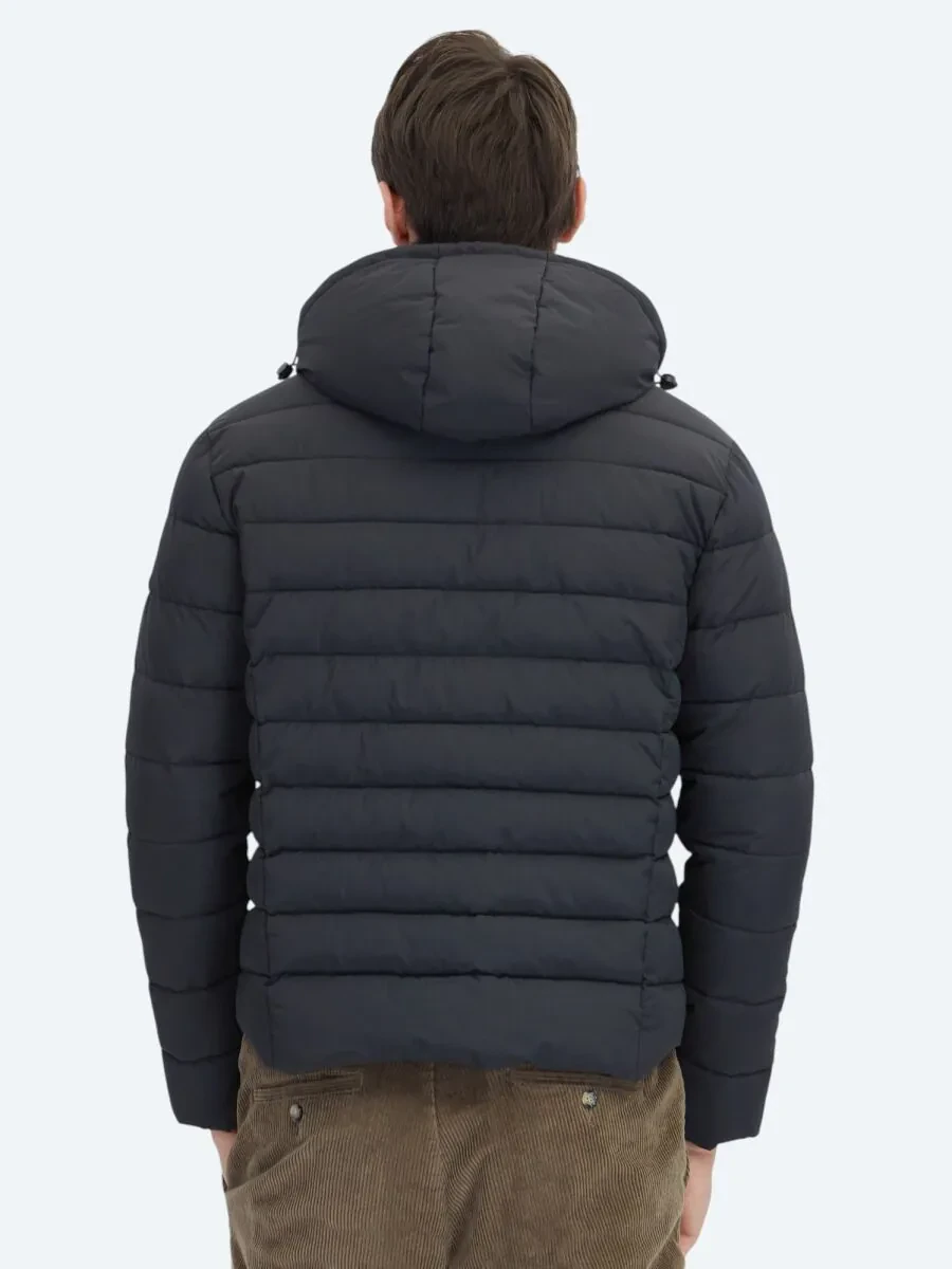 Siyah Regular Fit Gömlek Yaka Casual Dokuma Mont - 8