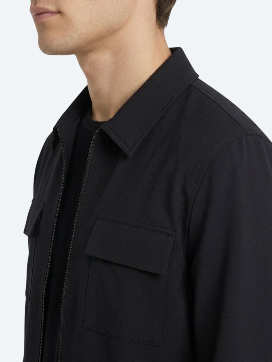 Siyah Regular Fit Gömlek Yaka Casual Dokuma Mont - 3