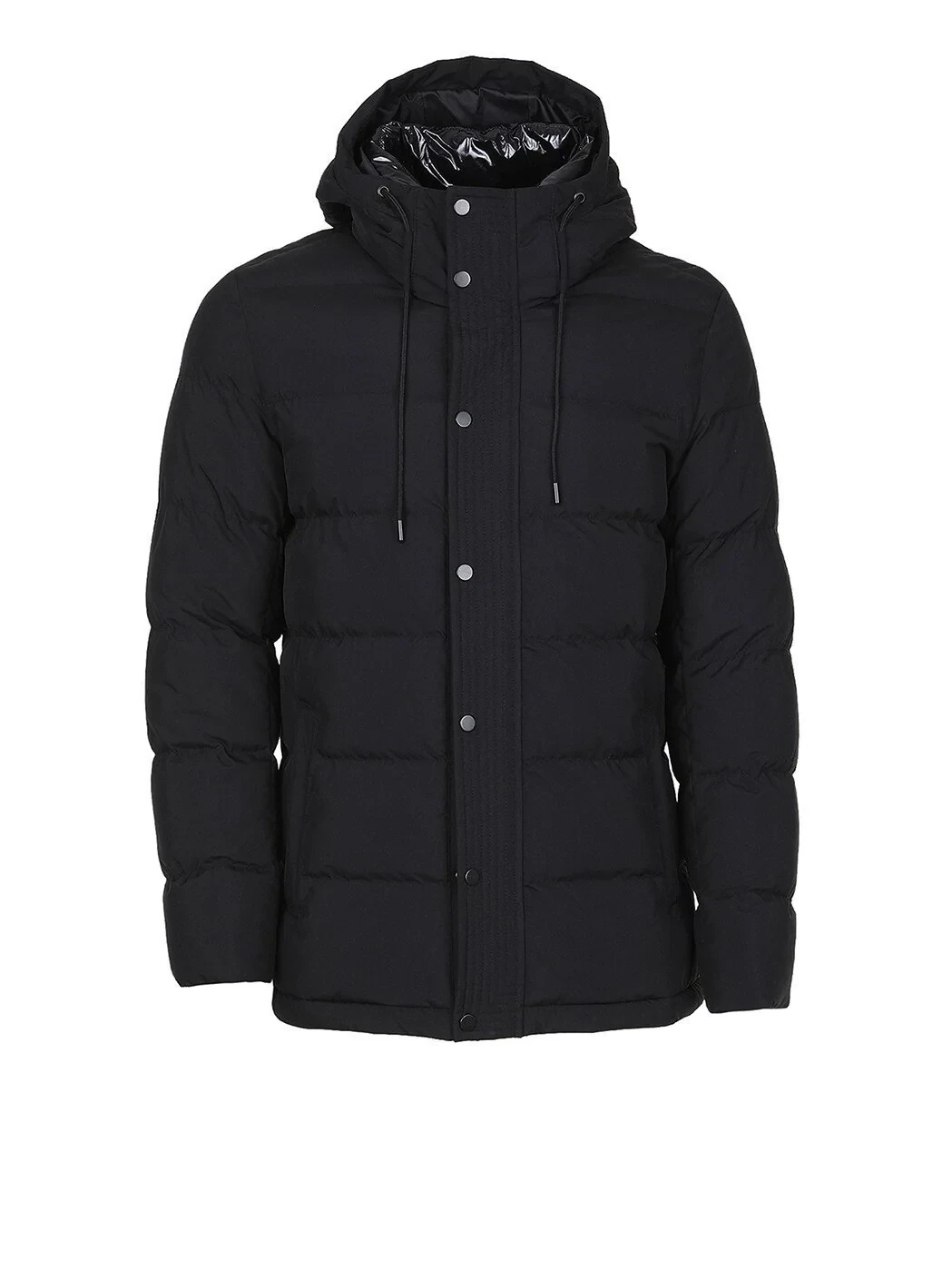 Siyah Regular Fit Kapüşonlu Casual Dokuma Mont - 6