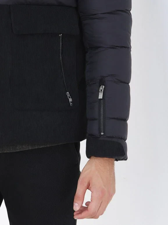 Siyah Regular Fit Kapüşonlu Casual Dokuma Mont - 5