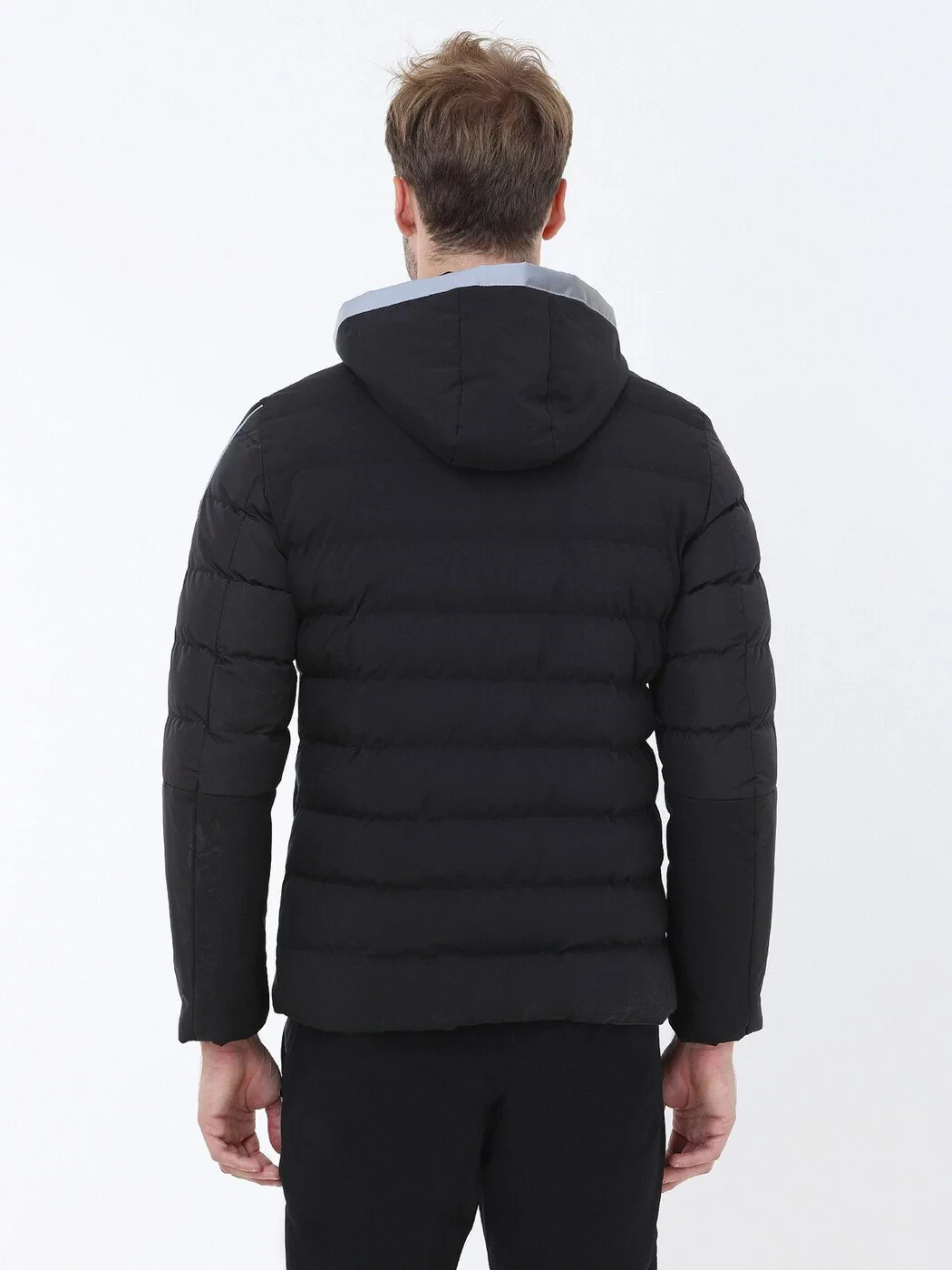 Siyah Regular Fit Kapüşonlu Casual Dokuma Mont - 5