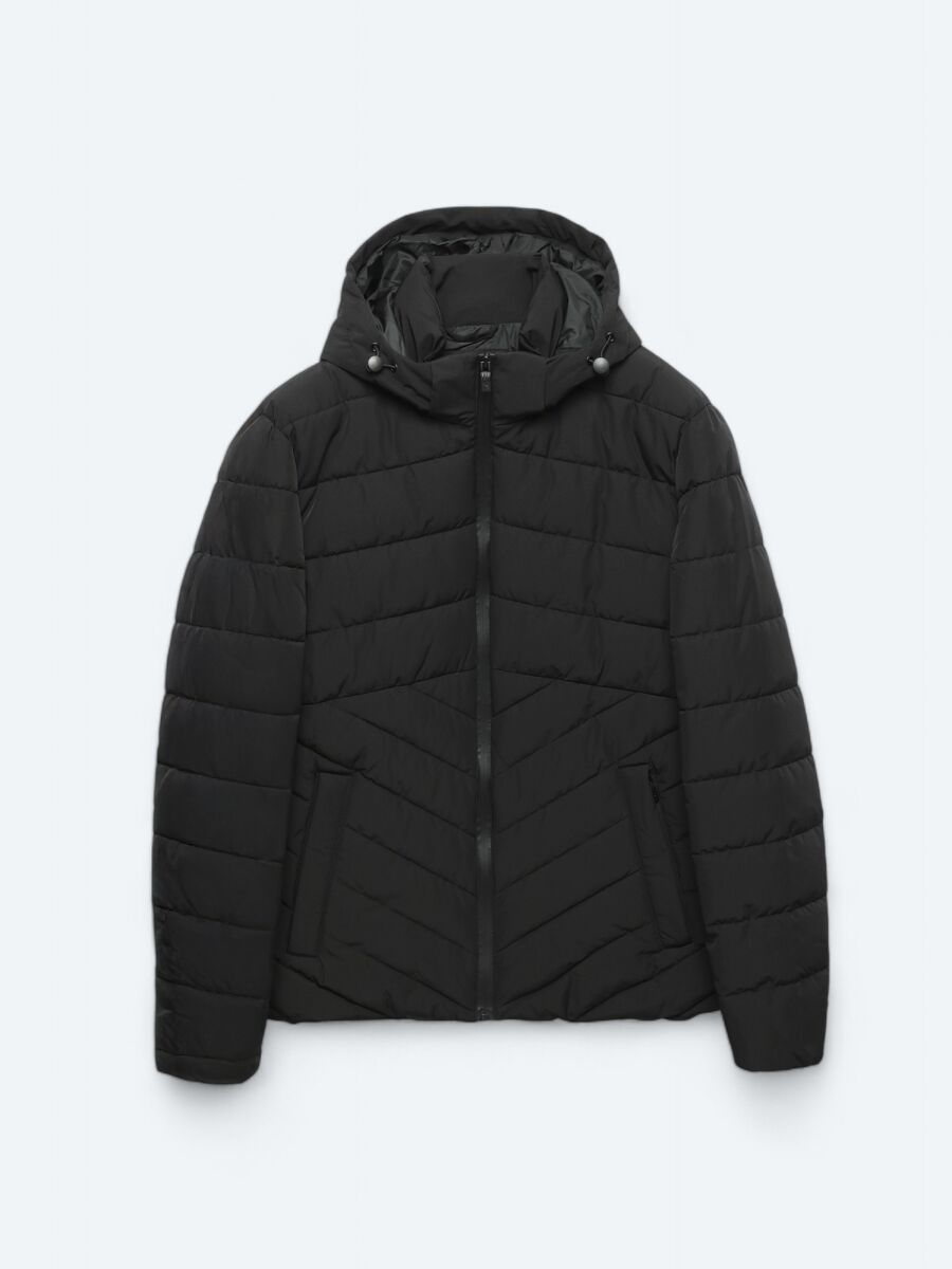 Siyah Regular Fit Kapüşonlu Casual Dokuma Mont - 7