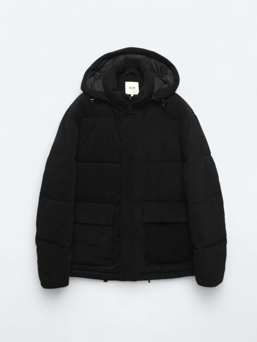 Siyah Regular Fit Kapüşonlu Casual Dokuma Mont - 11