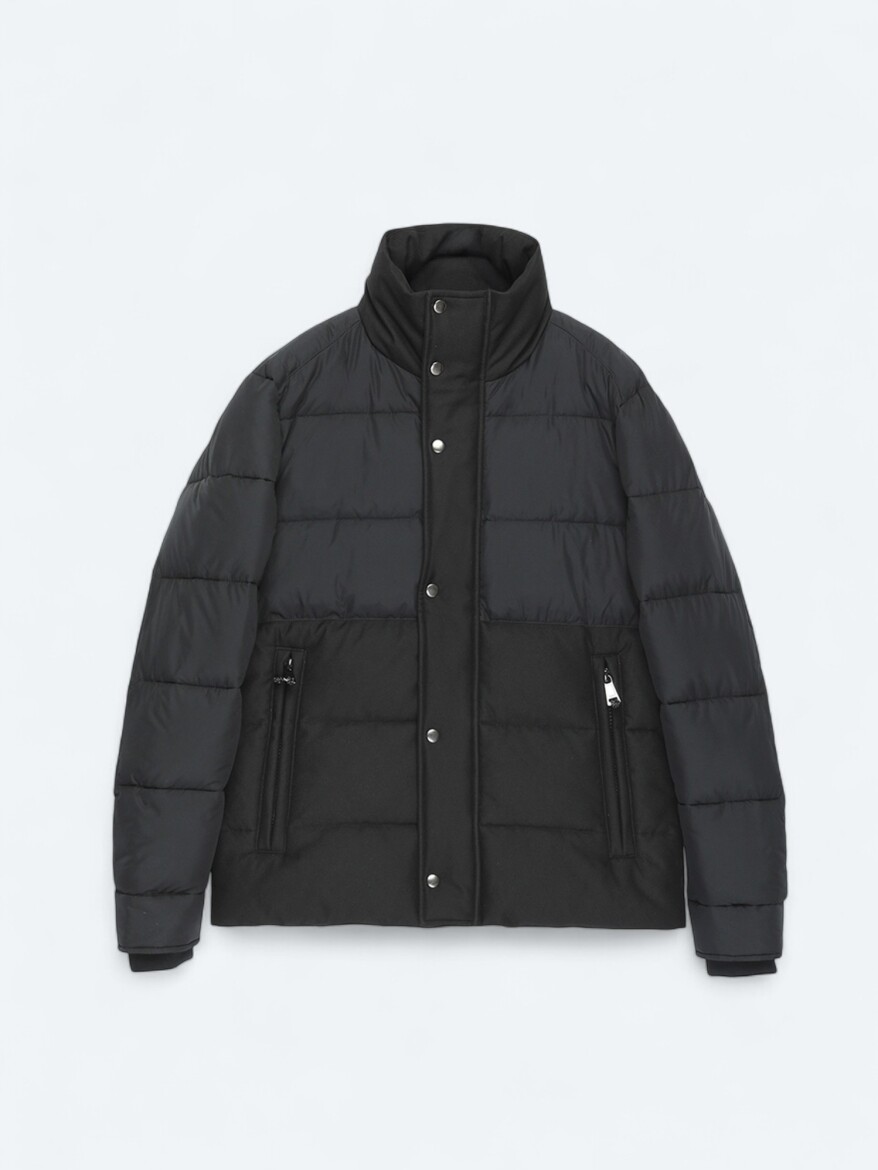 Siyah Regular Fit Kapüşonlu Casual Dokuma Mont - 7