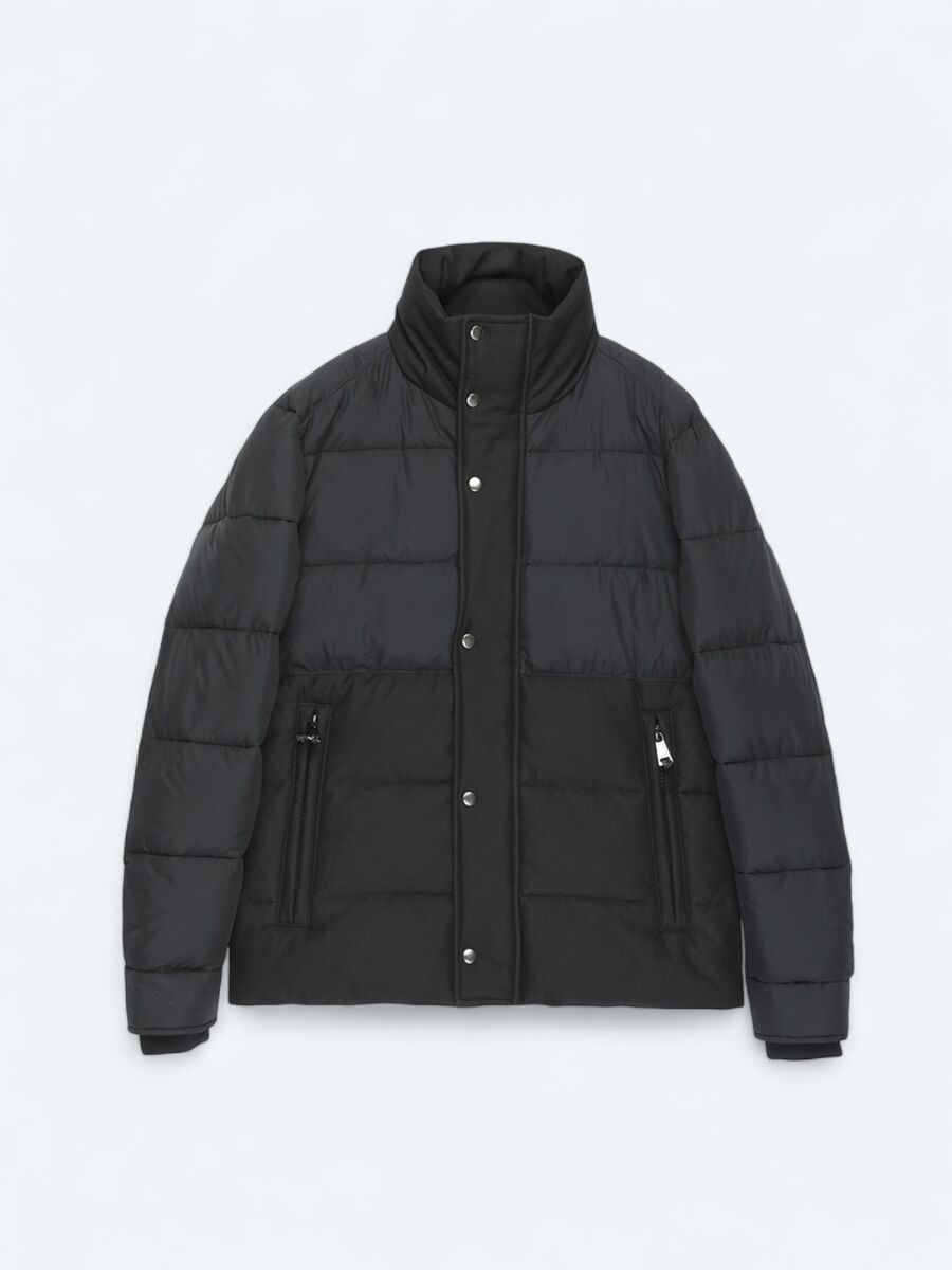 Siyah Regular Fit Kapüşonlu Casual Dokuma Mont - 7