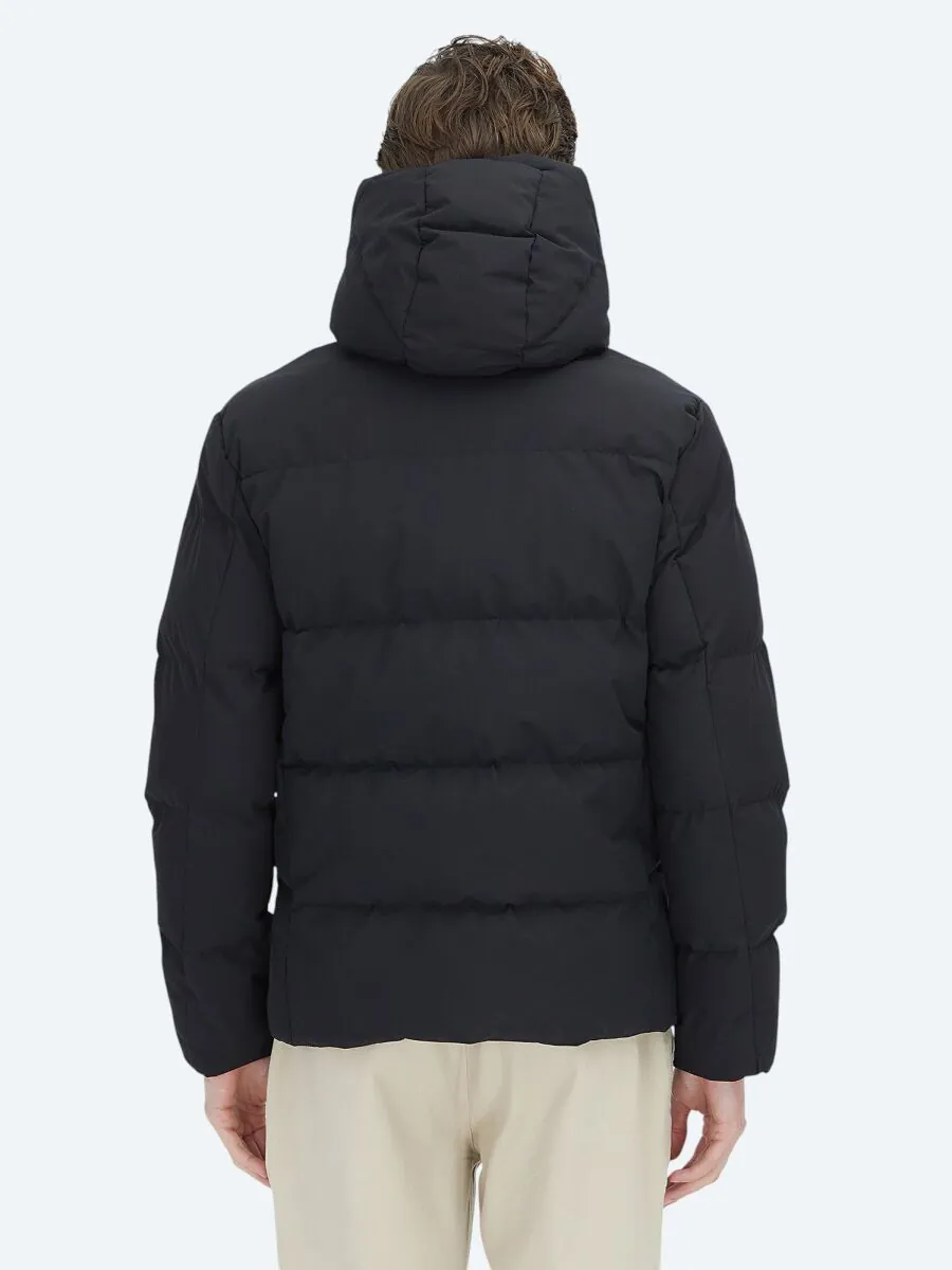 Siyah Regular Fit Kapüşonlu Casual Dokuma Mont - 5