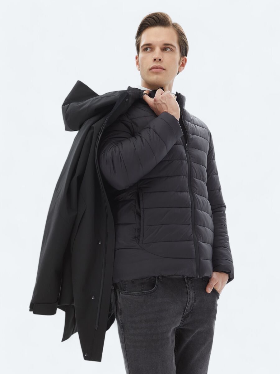 Siyah Regular Fit Kelebek Yaka Casual Dokuma Kaban - 3