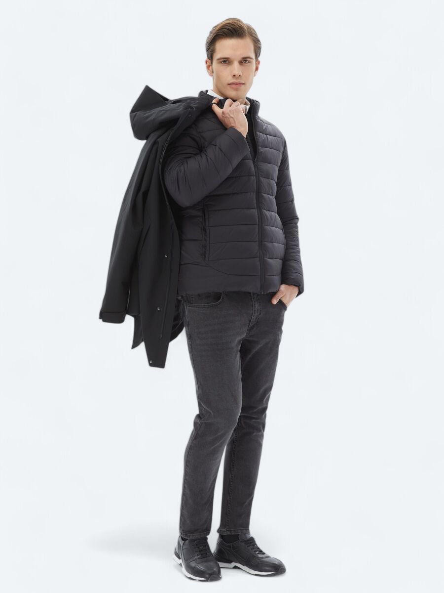 Siyah Regular Fit Kelebek Yaka Casual Dokuma Kaban - 5