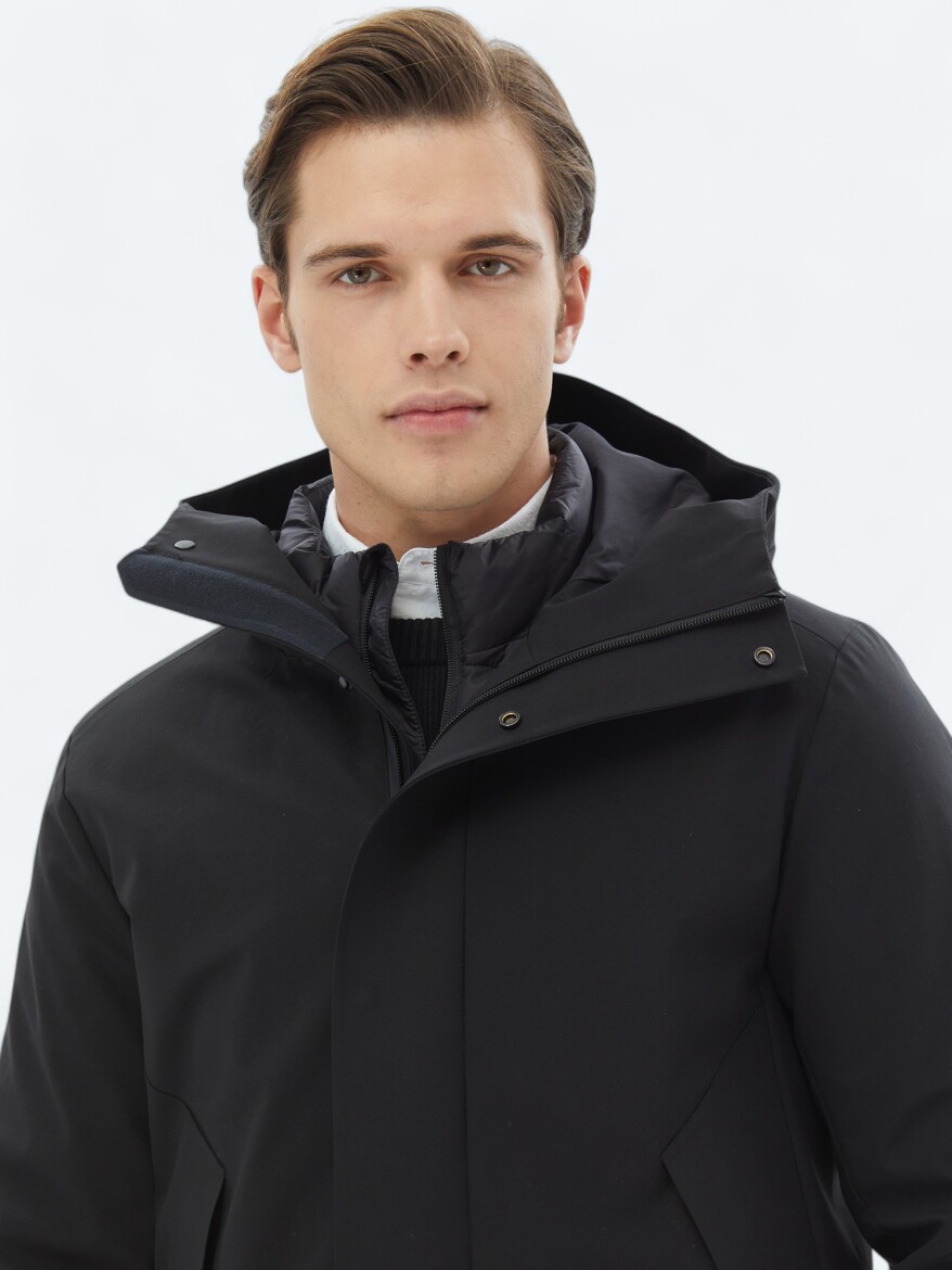 Siyah Regular Fit Kelebek Yaka Casual Dokuma Kaban - 6