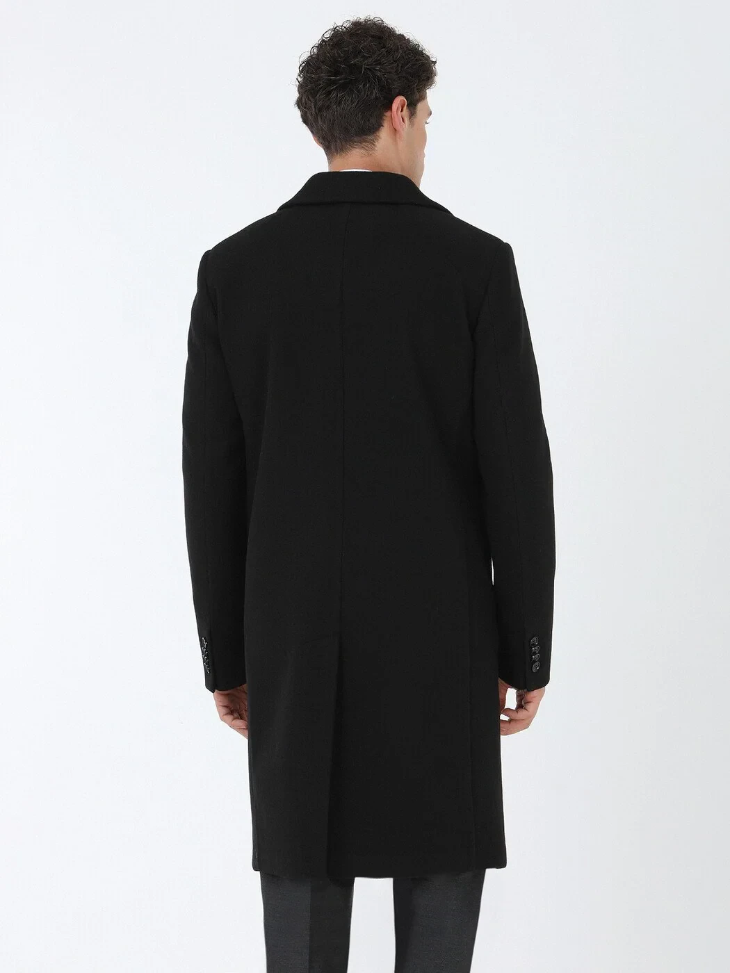 Siyah Regular Fit Kelebek Yaka Casual Örme Palto - 6