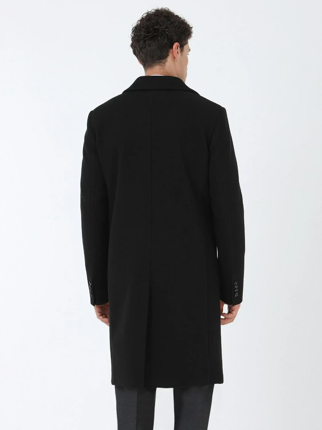 Siyah Regular Fit Kelebek Yaka Casual Örme Palto - 6