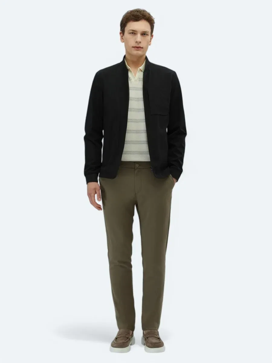 Siyah Regular Fit Micro Jel Elyaflı Spor Ceket - 2