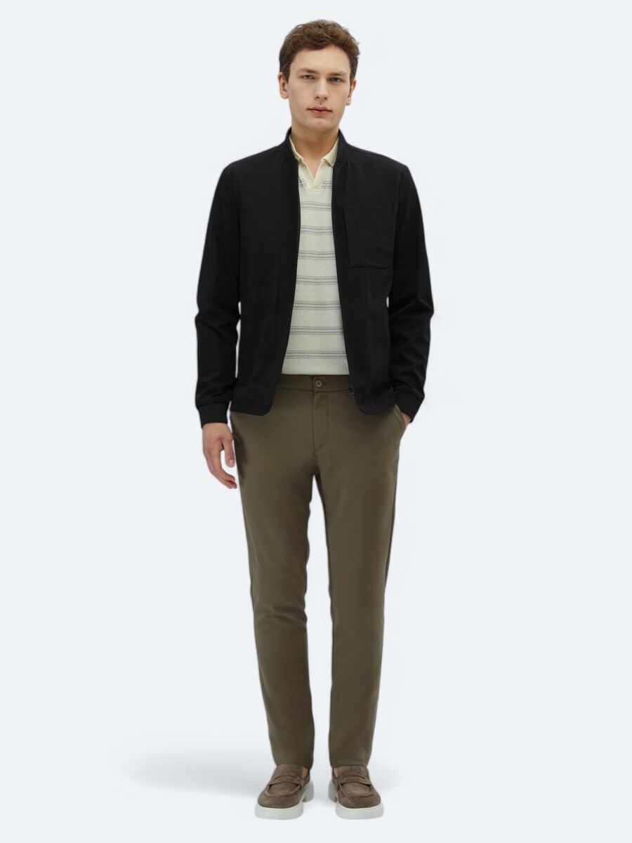 Siyah Regular Fit Micro Jel Elyaflı Spor Ceket - 2