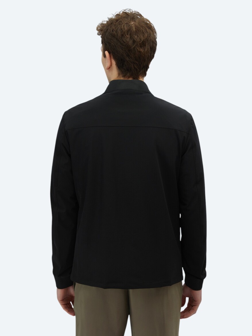 Siyah Regular Fit Micro Jel Elyaflı Spor Ceket - 6
