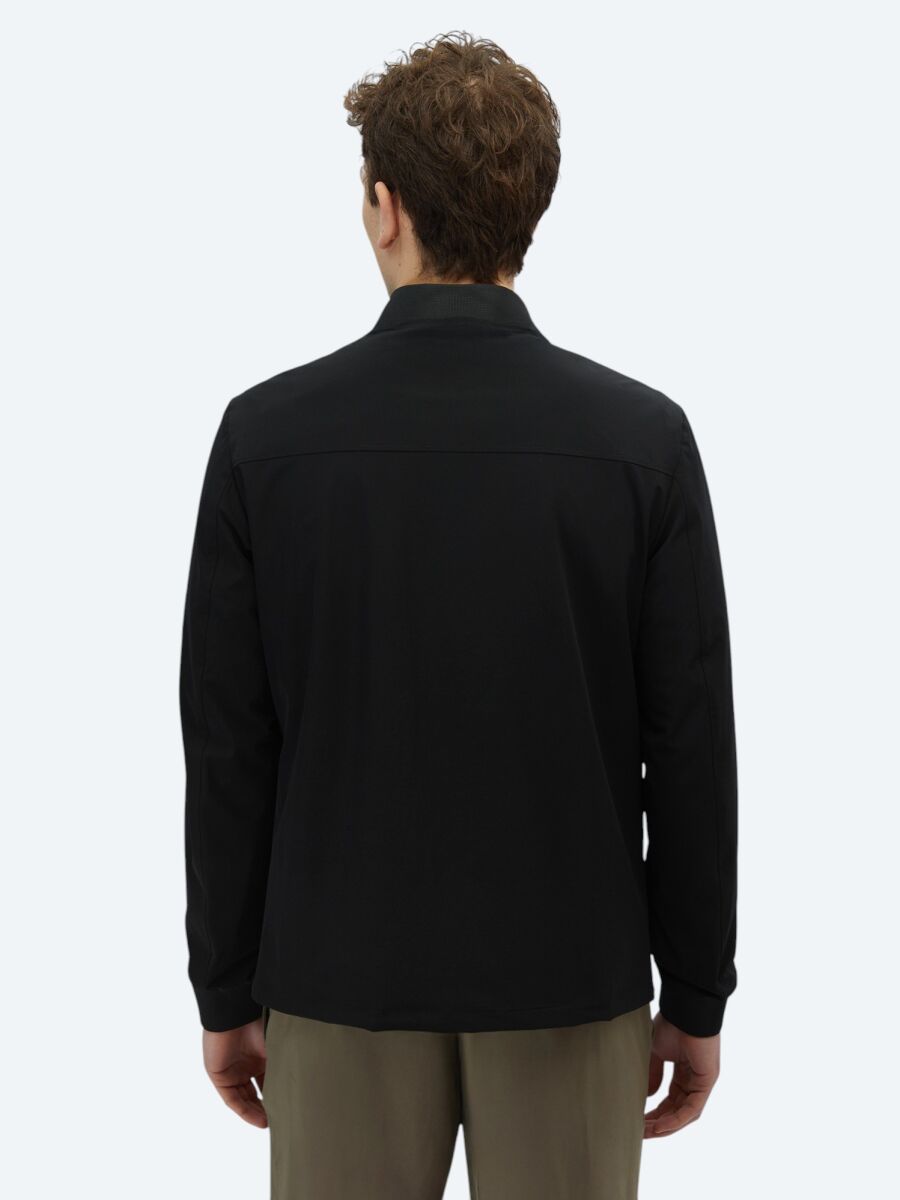 Siyah Regular Fit Micro Jel Elyaflı Spor Ceket - 6