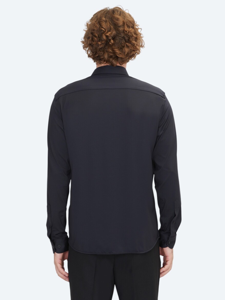 Siyah Regular Fit Uzun Casual Gömlek - 5