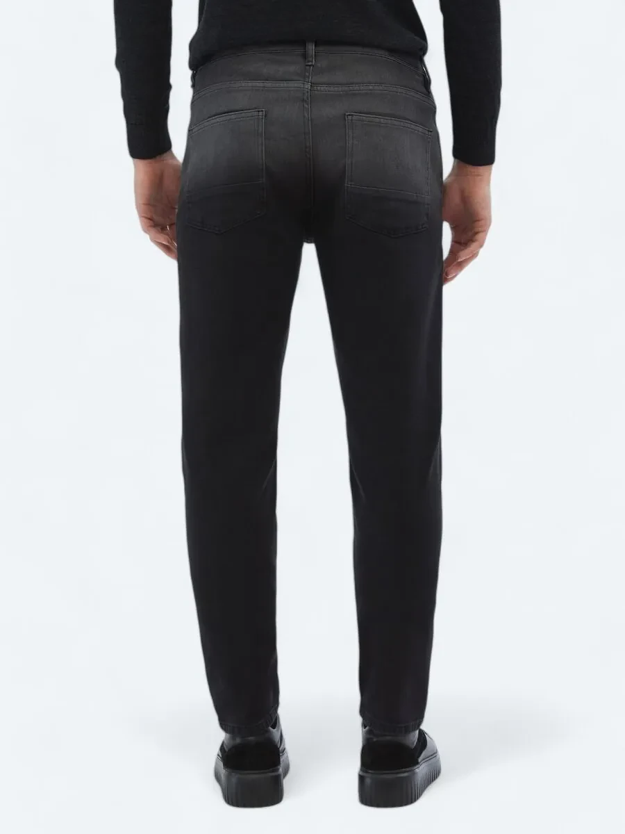 Siyah Slim Fit Çevre Dostu Denim Pamuk Karışımlı Pantolon - 4