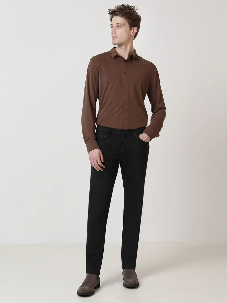 Siyah Slim Fit Denim Pamuk Karışımlı Pantolon - 2