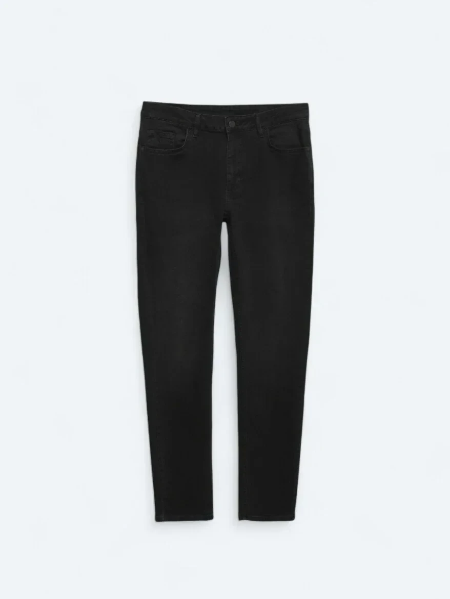 Siyah Slim Fit Denim Pamuk Karışımlı Pantolon - 6
