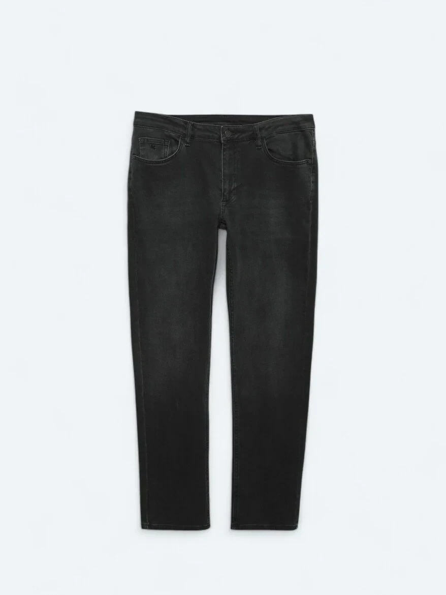 Siyah Slim Fit Denim Pamuk Karışımlı Pantolon - 6
