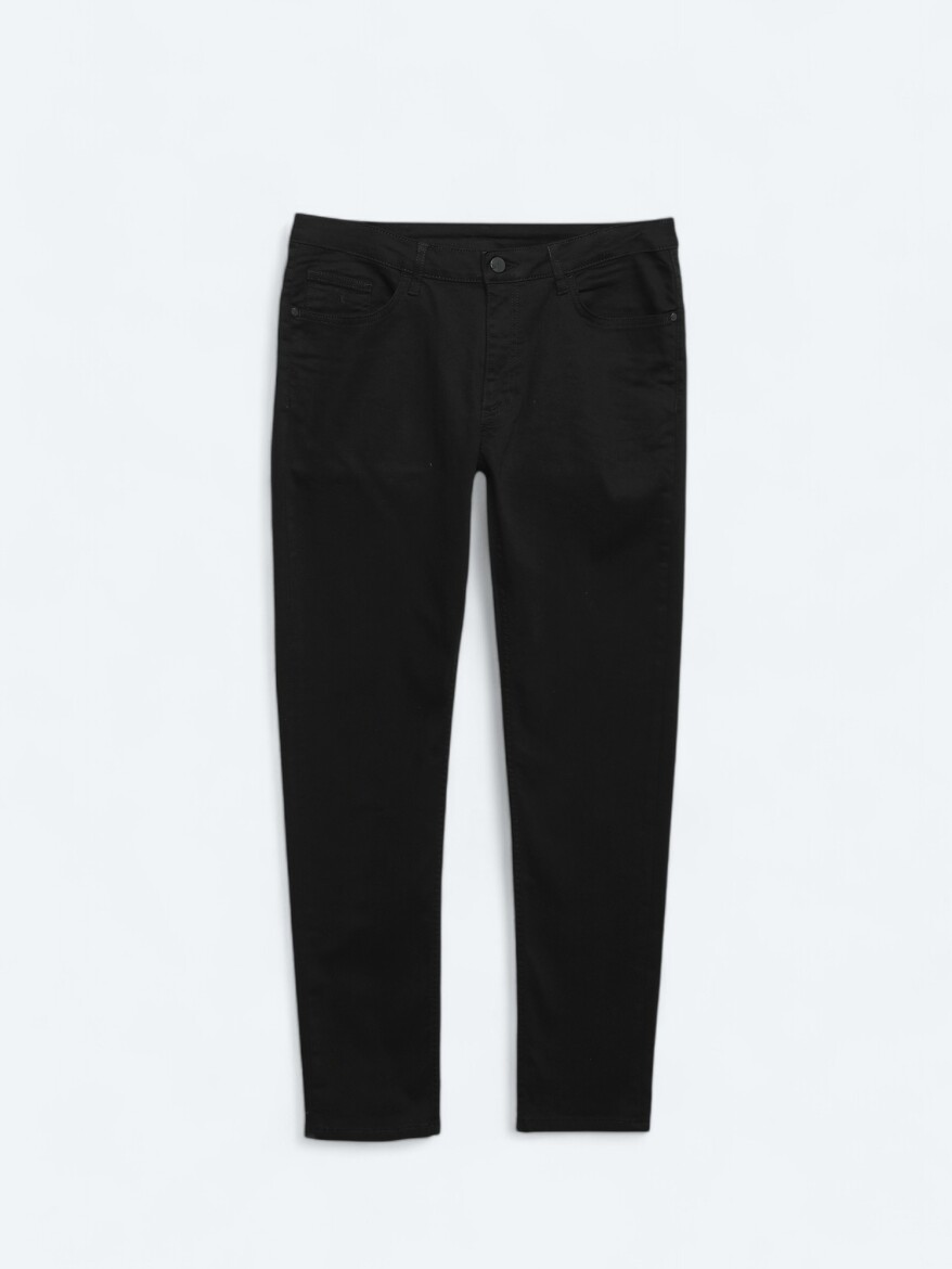 Siyah Slim Fit Denim Pamuk Karışımlı Pantolon - 5
