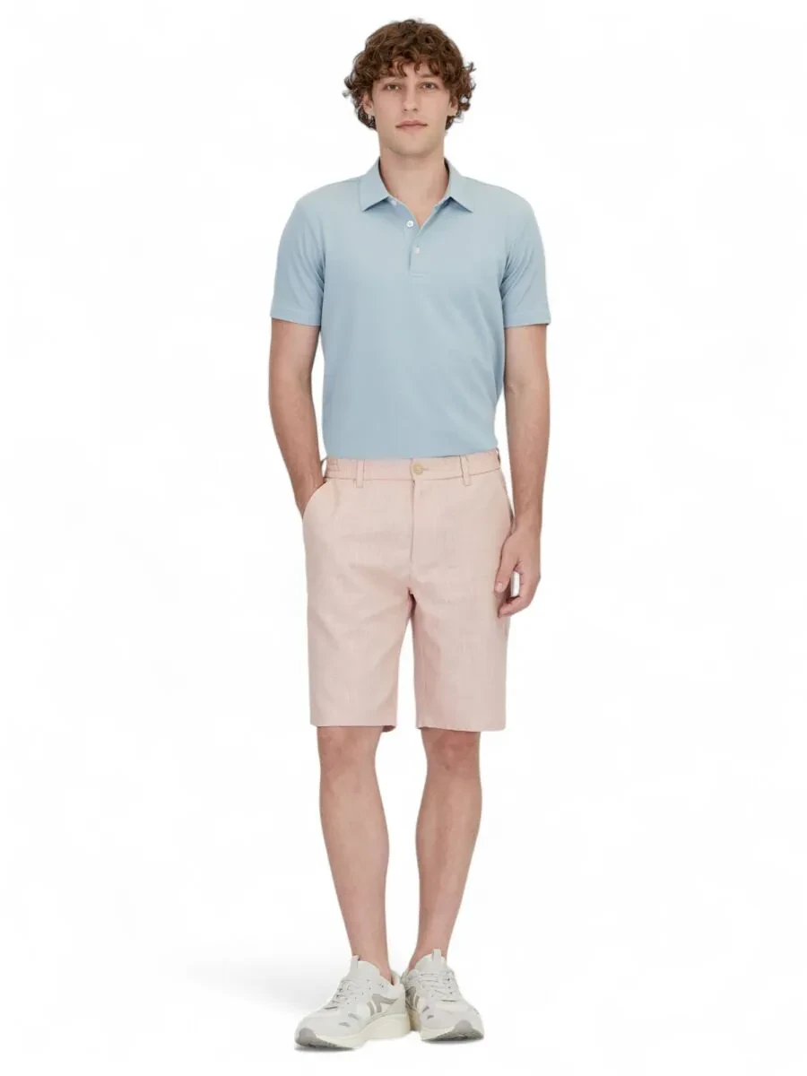 Somon Dokuma Jogging Fit Casual Pamuk Karışımlı Bermuda - 1